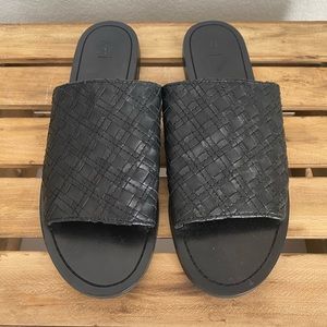 Frye Black Robin Woven Slides NWOT